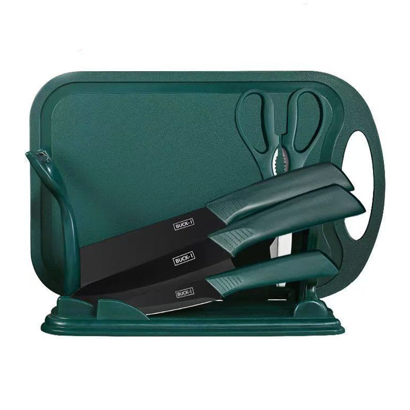 Stainless Steel Kitchen Knife Set, Fruit Knife, Food Supplement, Household Kitchen Knife and Cutting Board, Two-In-One Complete Set of Knives