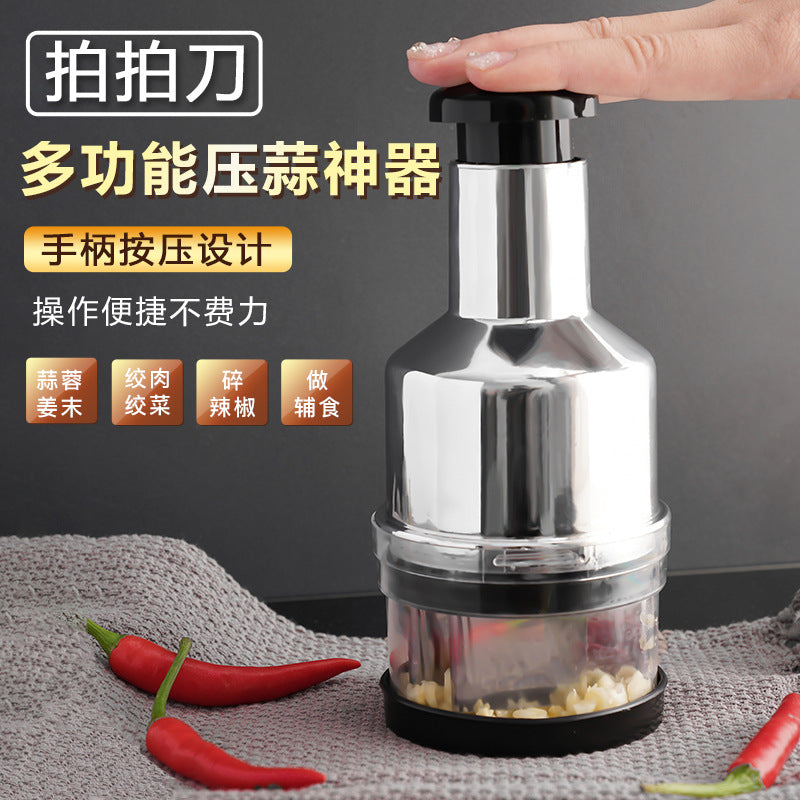 New Stainless Steel Pat Knife Garlic Press Kitchen Tool Manual Garlic Peeler Household Multifunctional Garlic Masher Wholesale