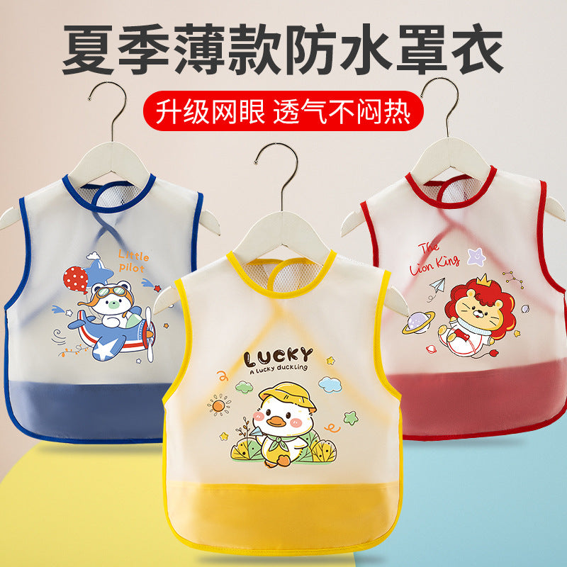 Breathable Mesh Baby's Overalls Children's Dining Bibs Waterproof and Dirty-proof Summer Thin Sleeveless Walls for Men and Women Infants