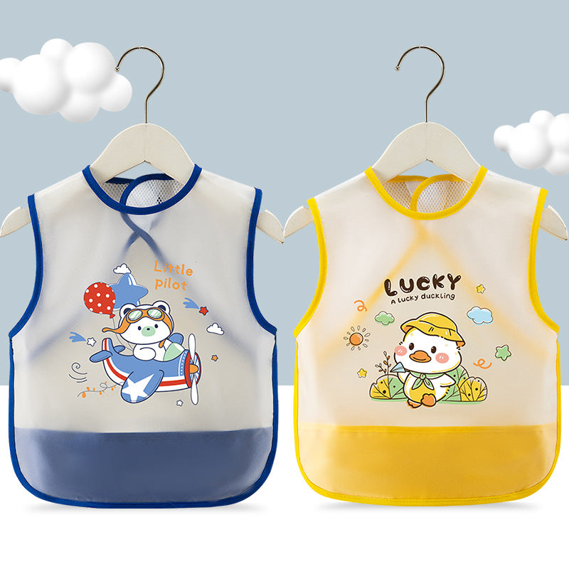 Breathable Mesh Baby's Overalls Children's Dining Bibs Waterproof and Dirty-proof Summer Thin Sleeveless Walls for Men and Women Infants