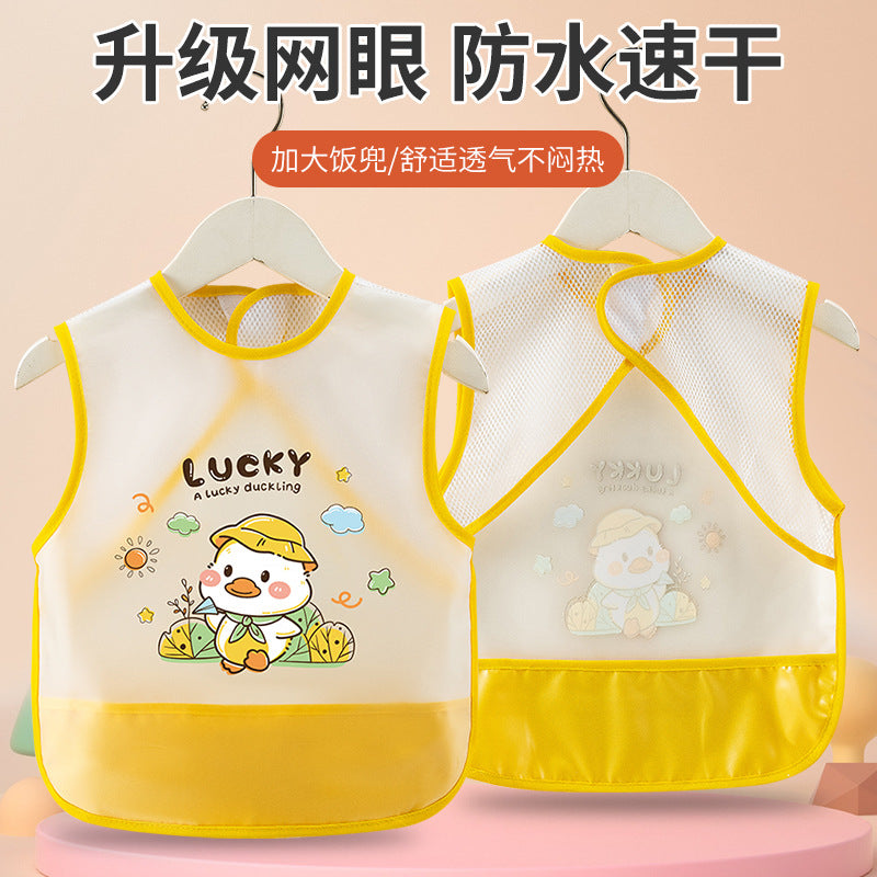 Breathable Mesh Baby's Overalls Children's Dining Bibs Waterproof and Dirty-proof Summer Thin Sleeveless Walls for Men and Women Infants