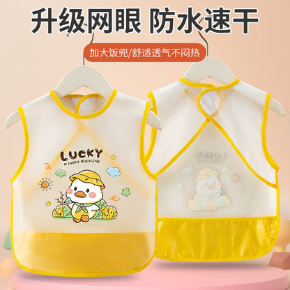 Breathable Mesh Baby's Overalls Children's Dining Bibs Waterproof and Dirty-proof Summer Thin Sleeveless Walls for Men and Women Infants