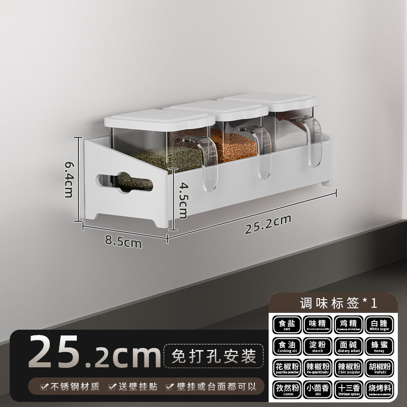 No-Punch Stainless Steel Kitchen Spice Rack Combination Set Spice Bottle Storage Kitchen Storage Box Jar