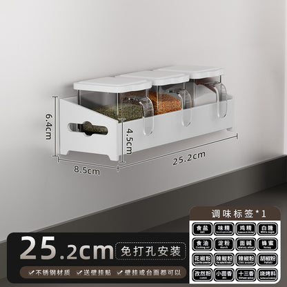 No-Punch Stainless Steel Kitchen Spice Rack Combination Set Spice Bottle Storage Kitchen Storage Box Jar