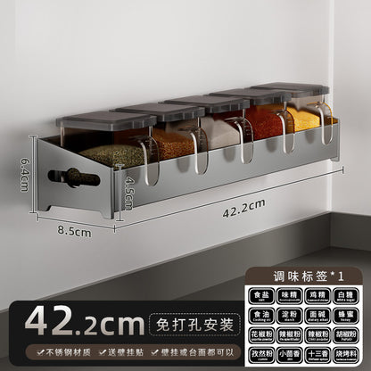 No-Punch Stainless Steel Kitchen Spice Rack Combination Set Spice Bottle Storage Kitchen Storage Box Jar