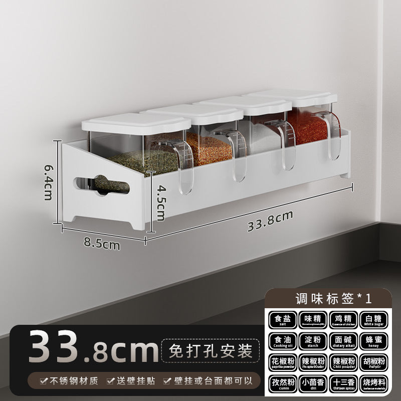 No-Punch Stainless Steel Kitchen Spice Rack Combination Set Spice Bottle Storage Kitchen Storage Box Jar