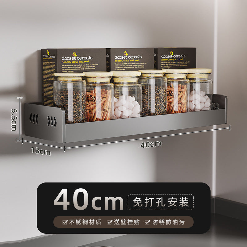 No-Punch Stainless Steel Kitchen Spice Rack Combination Set Spice Bottle Storage Kitchen Storage Box Jar