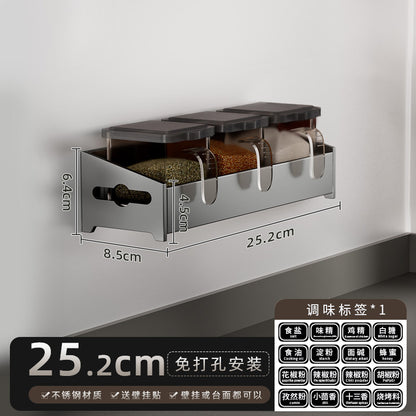No-Punch Stainless Steel Kitchen Spice Rack Combination Set Spice Bottle Storage Kitchen Storage Box Jar