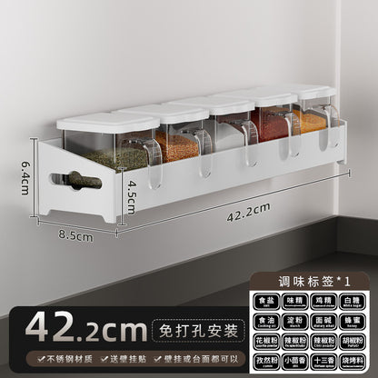 No-Punch Stainless Steel Kitchen Spice Rack Combination Set Spice Bottle Storage Kitchen Storage Box Jar