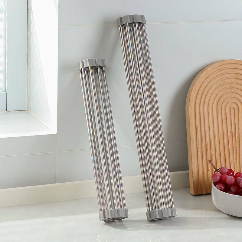 Stainless Steel Sink Drain Rack, Foldable Dish and Chopstick Holder, Kitchen Drain Basket, Dishwashing Sink Cup Rack