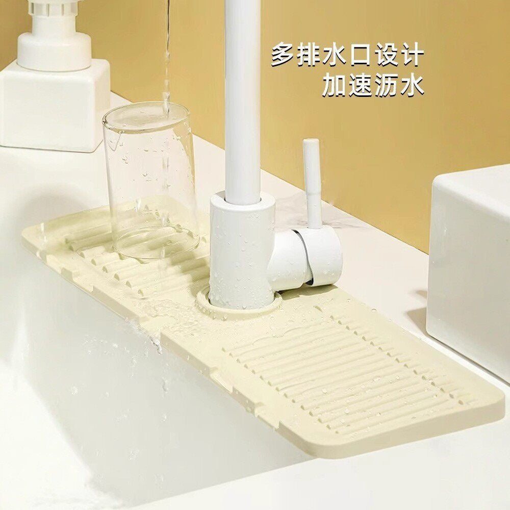 Faucet Drain Pad, Kitchen Countertop Narrow Edge Splash-Proof Pad, Functional Non-Slip, Anti-Mold, Easy-To-Clean, Absorbent Pad