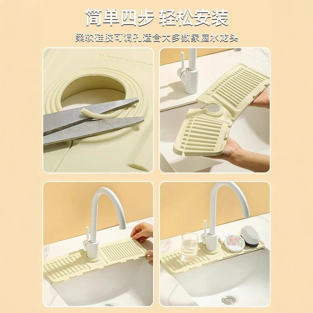 Faucet Drain Pad, Kitchen Countertop Narrow Edge Splash-Proof Pad, Functional Non-Slip, Anti-Mold, Easy-To-Clean, Absorbent Pad