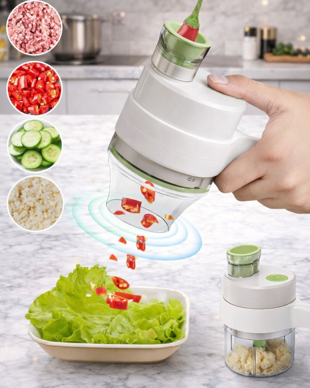 SliceEase™ 4-in-1 Portable Electric Vegetable Cutter Set
