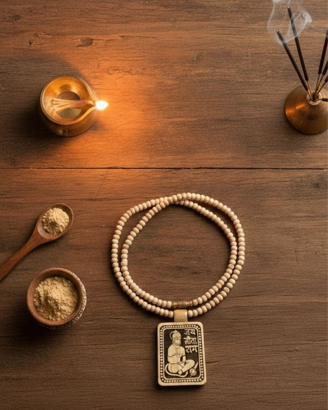 🕉️ Shree Hanuman Tulsi Kanthi Mala – Protection & Blessings