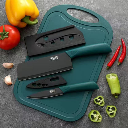 Stainless Steel Kitchen Knife Set, Fruit Knife, Food Supplement, Household Kitchen Knife and Cutting Board, Two-In-One Complete Set of Knives