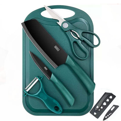 Stainless Steel Kitchen Knife Set, Fruit Knife, Food Supplement, Household Kitchen Knife and Cutting Board, Two-In-One Complete Set of Knives