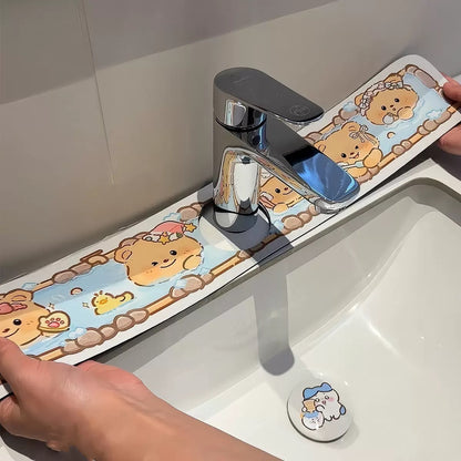 Faucet Drain Pad, Kitchen Countertop Narrow Edge Splash-Proof Pad, Functional Non-Slip, Anti-Mold, Easy-To-Clean, Absorbent Pad