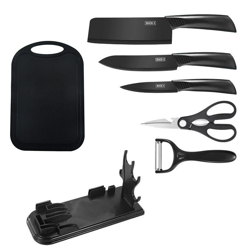 Stainless Steel Kitchen Knife Set, Fruit Knife, Food Supplement, Household Kitchen Knife and Cutting Board, Two-In-One Complete Set of Knives