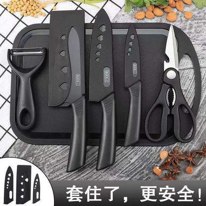 Stainless Steel Kitchen Knife Set, Fruit Knife, Food Supplement, Household Kitchen Knife and Cutting Board, Two-In-One Complete Set of Knives