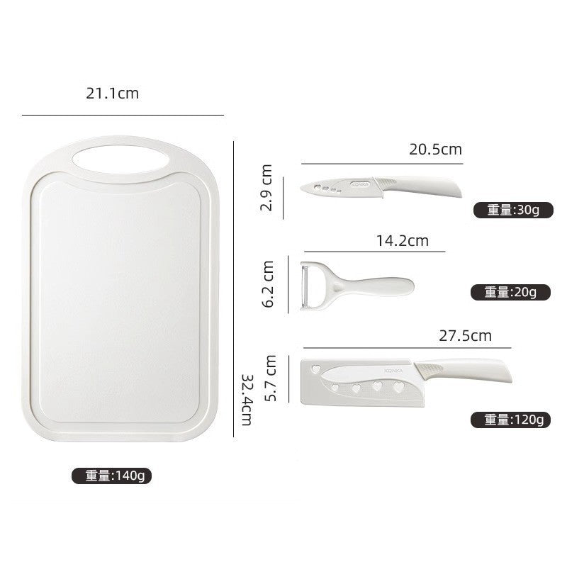 Stainless Steel Kitchen Knife Set, Fruit Knife, Food Supplement, Household Kitchen Knife and Cutting Board, Two-In-One Complete Set of Knives