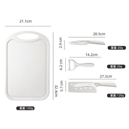 Stainless Steel Kitchen Knife Set, Fruit Knife, Food Supplement, Household Kitchen Knife and Cutting Board, Two-In-One Complete Set of Knives