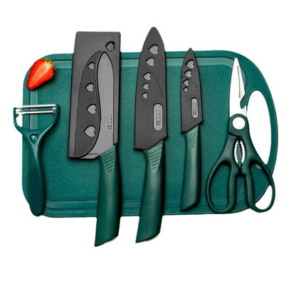Stainless Steel Kitchen Knife Set, Fruit Knife, Food Supplement, Household Kitchen Knife and Cutting Board, Two-In-One Complete Set of Knives
