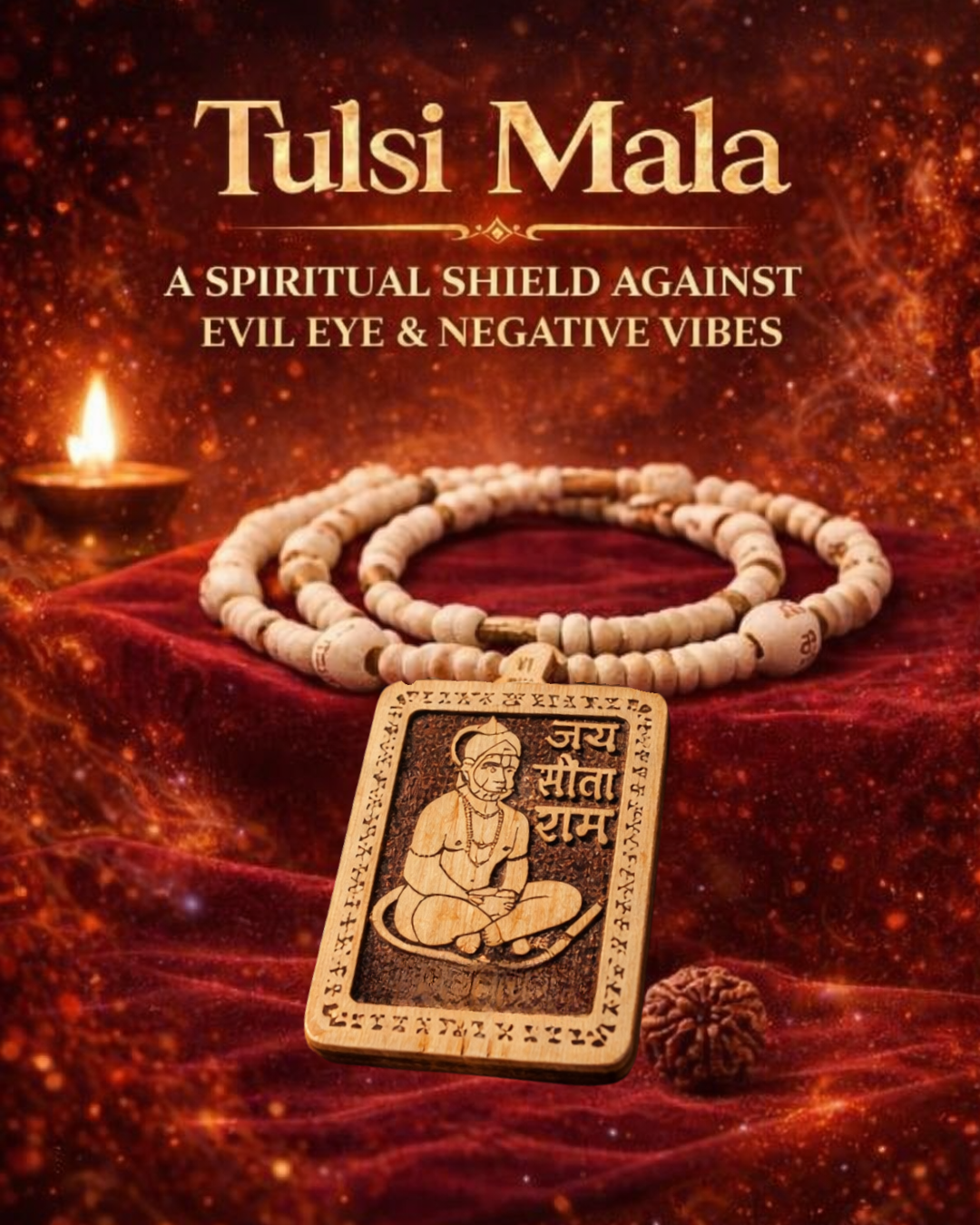 🕉️ Shree Hanuman Tulsi Kanthi Mala – Protection & Blessings