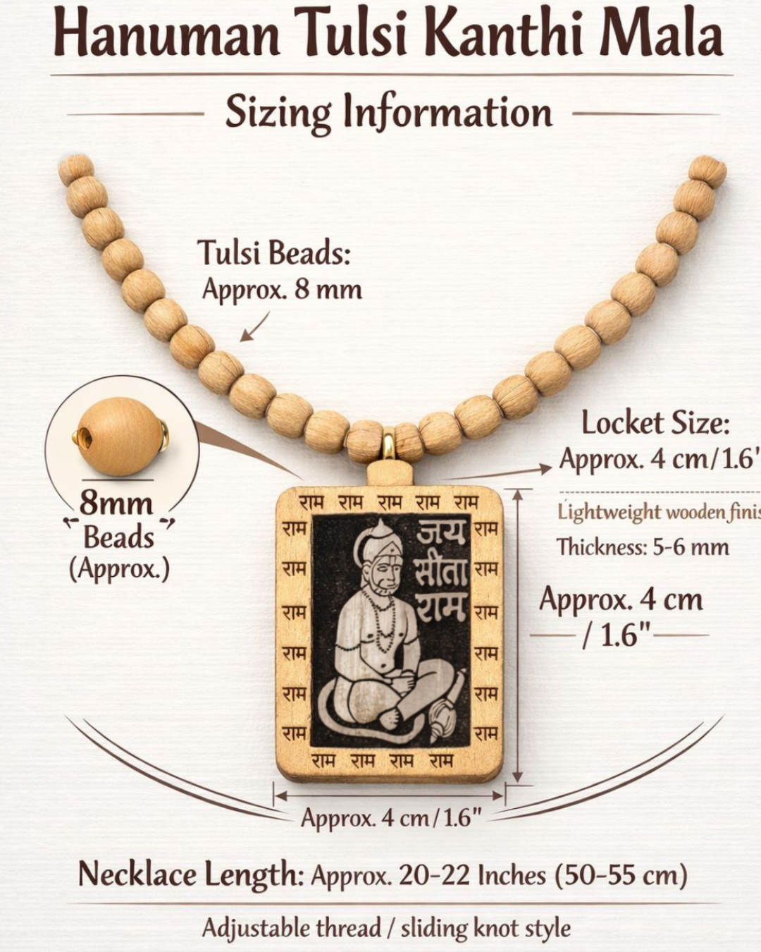 🕉️ Shree Hanuman Tulsi Kanthi Mala – Protection & Blessings